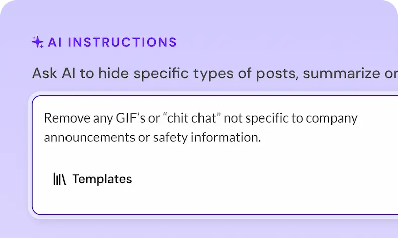 AI instructions box for filtering feed content