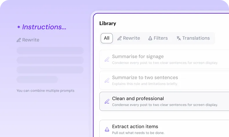 Instructions library with translation and rewrite templates