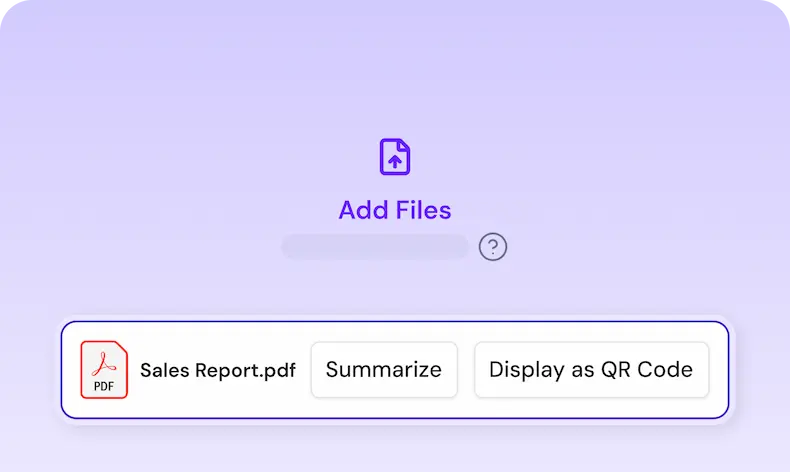Add files upload with a sales report and summarize action